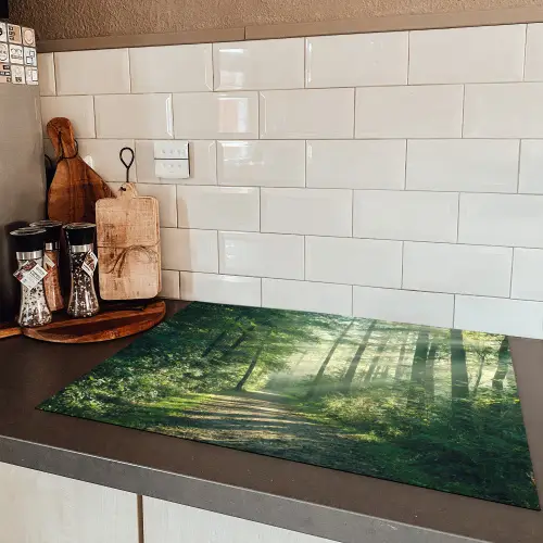 Bos - Pad - Zon - Bomen - Groen - Natuur Inductie beschermer vinyl 3mm middel -sfeer3
