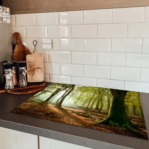 Bos - Zon - Seizoenen - Landschap Inductie beschermer vinyl 3mm middel -sfeer3