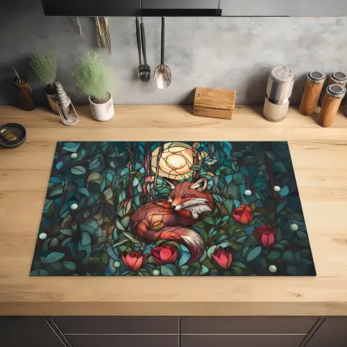Vos - Mozaïek - Bos - Maan Inductie beschermer vinyl 3mm klein -sfeer5