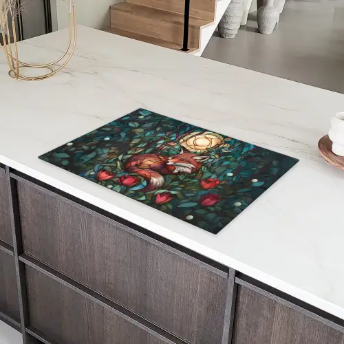 Vos - Mozaïek - Bos - Maan Inductie beschermer vinyl 3mm klein -sfeer8