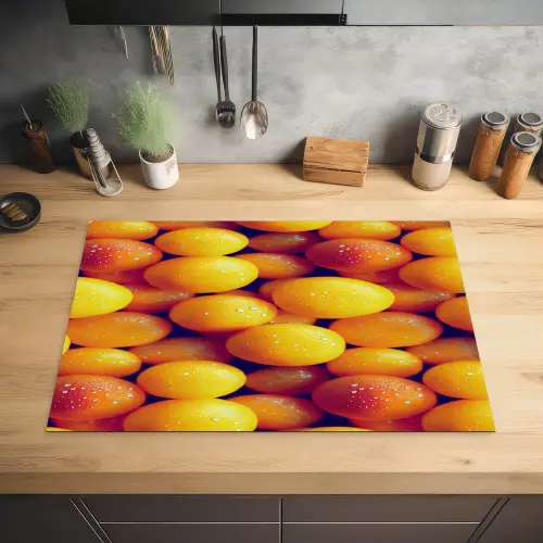 Vrucht - Waterdruppels - Oranje Inductie beschermer vinyl 3mm klein 276 -sfeer5