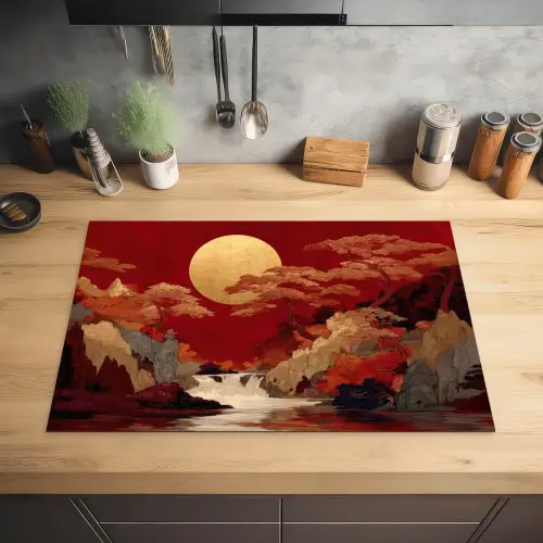 Volle maan - Landschap - Waterval Inductie beschermer vinyl 3mm klein -sfeer5