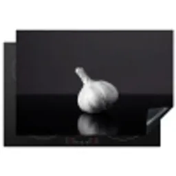Knoflook - Zwart - Wit Inductie beschermer vinyl 3mm klein -3d