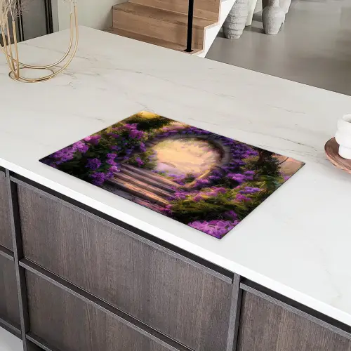 Poort - Paars - Bloemen Inductie beschermer vinyl 3mm klein -sfeer8