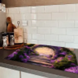 Poort - Paars - Bloemen Inductie beschermer vinyl 3mm klein -sfeer3