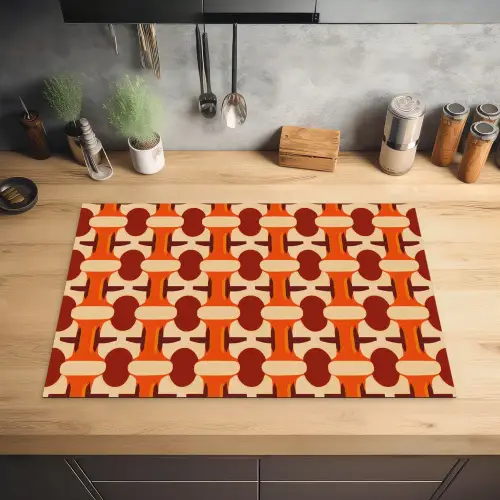 Geometrisch - Retro - Oranje Inductie beschermer vinyl 3mm klein 276 -sfeer5