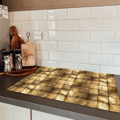 Geometrisch - Tegels - Goud Inductie beschermer vinyl 3mm klein 276 -sfeer3