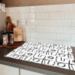 Geometrie - Zwart - Wit Inductie beschermer vinyl 3mm klein 276 -sfeer3