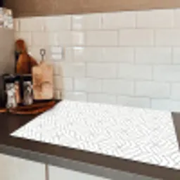 Geometrie - Lijn - Zwart - Wit - Patroon Inductie beschermer vinyl 3mm klein 276 -sfeer3