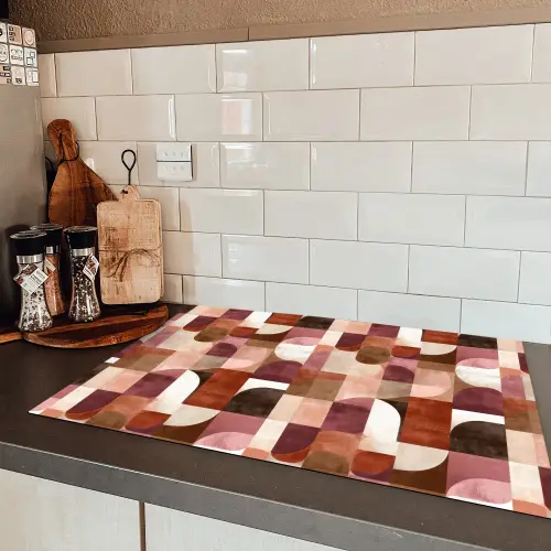 Geometrie - Modern - Retro Inductie beschermer vinyl 3mm klein 276 -sfeer3