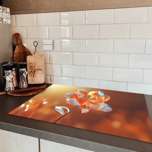 Glazen - Bloem - Zonlicht Inductie beschermer vinyl 3mm klein -sfeer3