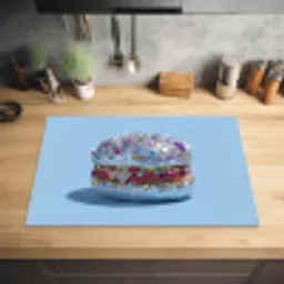 Glitters - Hamburger - Blauw Inductie beschermer vinyl 3mm klein -sfeer5