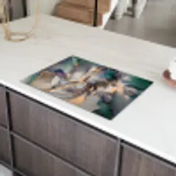 Goud - Blauw - Marmer Inductie beschermer vinyl 3mm klein -sfeer8