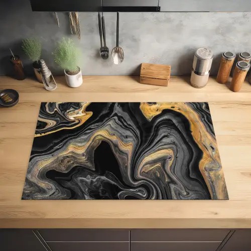 Goud - Marmer - Zwart Inductie beschermer vinyl 3mm klein -sfeer5