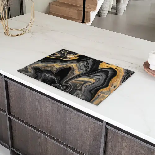 Goud - Marmer - Zwart Inductie beschermer vinyl 3mm klein -sfeer8