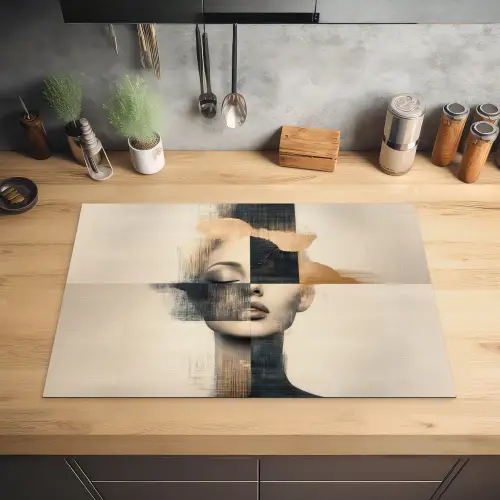 Goud - Vrouw - Rechthoeken Inductie beschermer vinyl 3mm klein -sfeer5