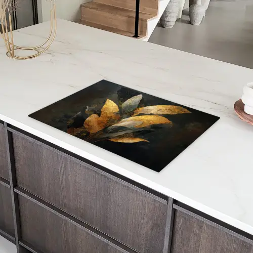 Gouden Bladcompositie – Botanische Luxe Inductie beschermer vinyl 3mm klein -sfeer8