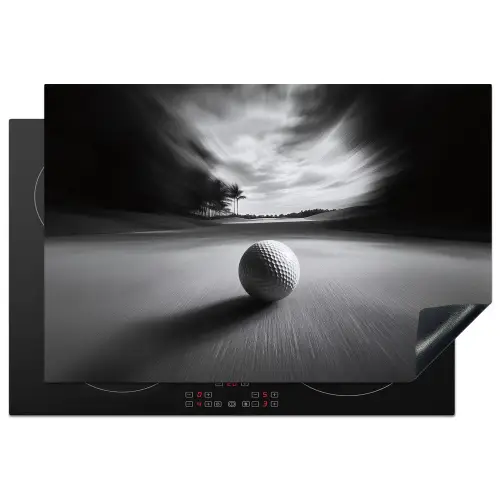 Golfbal - Wazig - Zwart Inductie beschermer vinyl 3mm klein -3d