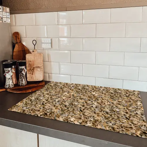 Graniet - Beige - Patroon Inductie beschermer vinyl 3mm klein 276 -sfeer3