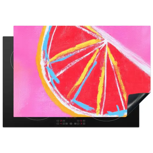 Grapefruit - Geschilderd - Roze - Strepen Inductie beschermer vinyl 3mm klein -3d
