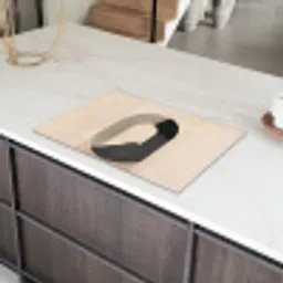 Grafisch gebogen motief - Beige Inductie beschermer vinyl 3mm klein -sfeer8