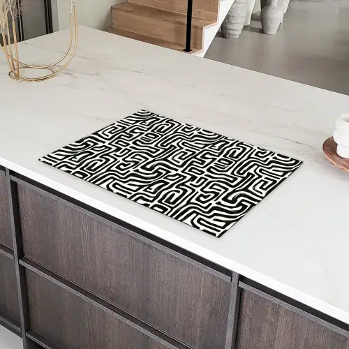 Grafisch - Lijnen - Zwart - Wit Inductie beschermer vinyl 3mm klein 276 -sfeer8