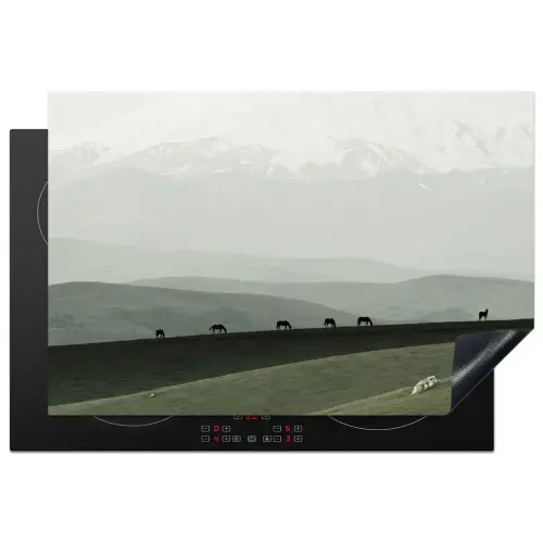 Grijs - Berg - Paarden Inductie beschermer vinyl 3mm klein -3d