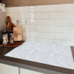 Grijs - Terrazzo-effect - Beton Inductie beschermer vinyl 3mm klein 276 -sfeer3