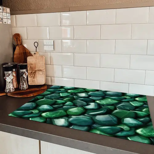 Groen - Glanzende - Kiezels Inductie beschermer vinyl 3mm klein 276 -sfeer3