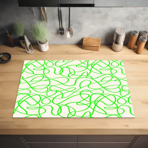 Groen - Lijnen - Abstract - Neon Inductie beschermer vinyl 3mm klein 276 -sfeer5