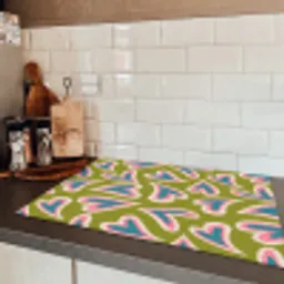 Groen - Retro - Hartjes - Patroon Inductie beschermer vinyl 3mm klein 276 -sfeer3