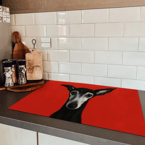 Windhond - Minimalistisch - Rood Inductie beschermer vinyl 3mm klein -sfeer3