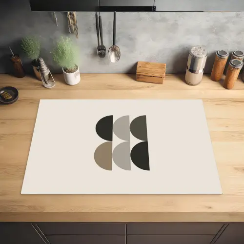 Halve cirkels - Aardetinten - Grafisch Inductie beschermer vinyl 3mm klein -sfeer5