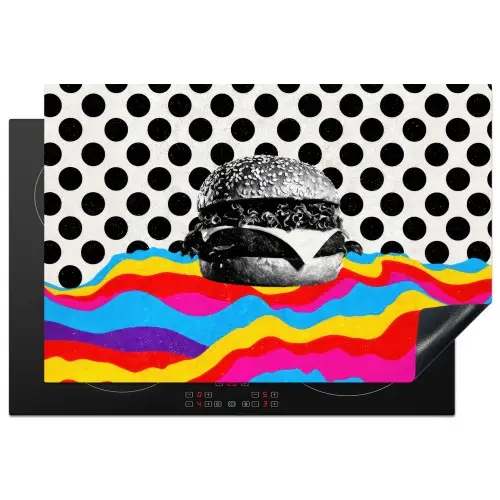 Hamburger - Stippen - Golven - Kleuren Inductie beschermer vinyl 3mm klein -3d