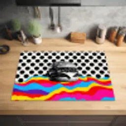 Hamburger - Stippen - Golven - Kleuren Inductie beschermer vinyl 3mm klein -sfeer5