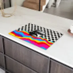 Hamburger - Stippen - Golven - Kleuren Inductie beschermer vinyl 3mm klein -sfeer8