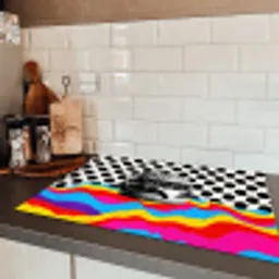 Hamburger - Stippen - Golven - Kleuren Inductie beschermer vinyl 3mm klein -sfeer3