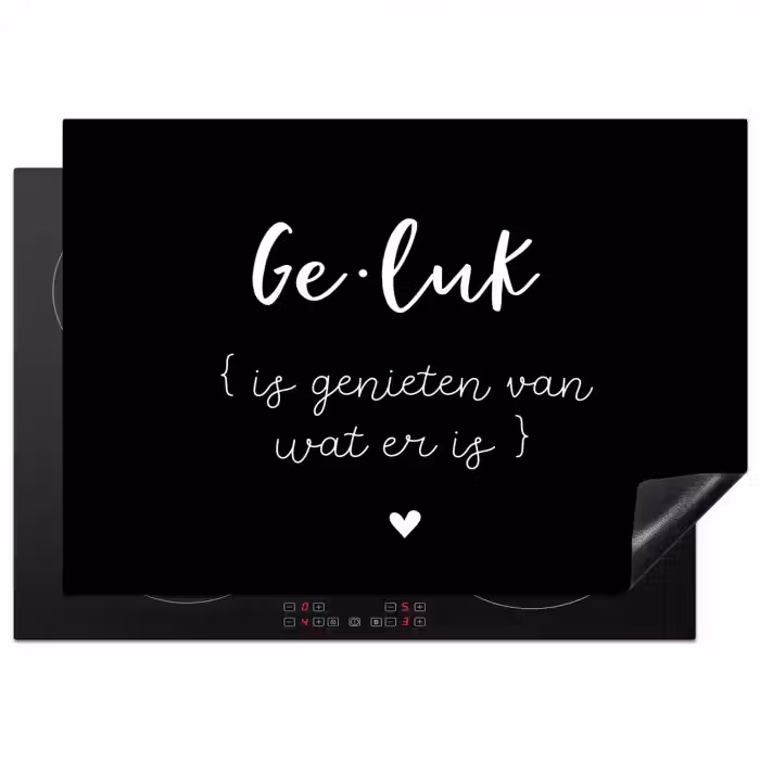 Geluk definitie - Quotes - Geluk is genieten van wat er is - Woordenboek - Tekst Inductie beschermer vinyl 3mm middel -3d