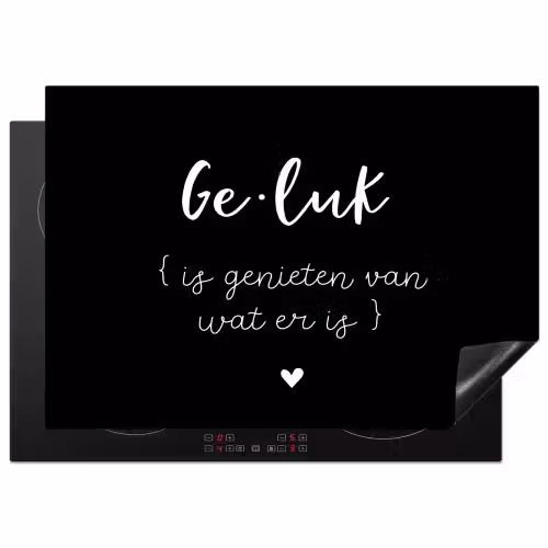 Geluk definitie - Quotes - Geluk is genieten van wat er is - Woordenboek - Tekst Inductie beschermer vinyl 3mm middel -3d
