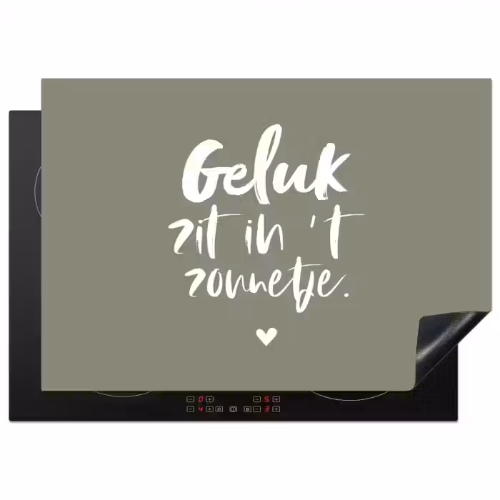 Geluk zit in 't zonnetje - Tekst - Geluk - Quotes - Zon Inductie beschermer vinyl 3mm middel -3d