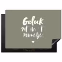 Geluk zit in 't zonnetje - Tekst - Geluk - Quotes - Zon Inductie beschermer vinyl 3mm middel -3d