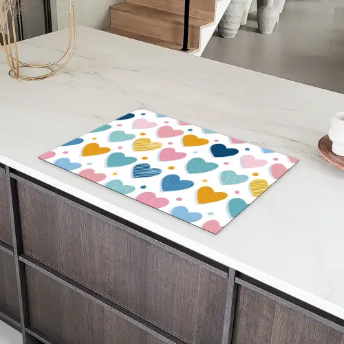Hartjes - Pastel - Kleurcontrast - Handgetekend Inductie beschermer vinyl 3mm klein -sfeer8