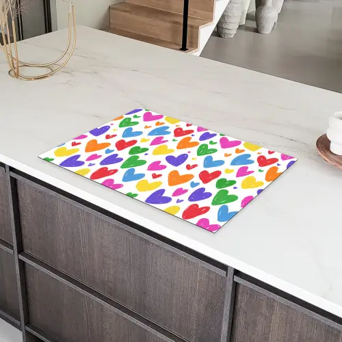 Hartjes - Patroon - Kleurrijk - Tekening Inductie beschermer vinyl 3mm klein -sfeer8