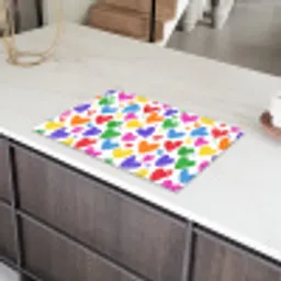 Hartjes - Patroon - Kleurrijk - Tekening Inductie beschermer vinyl 3mm klein -sfeer8