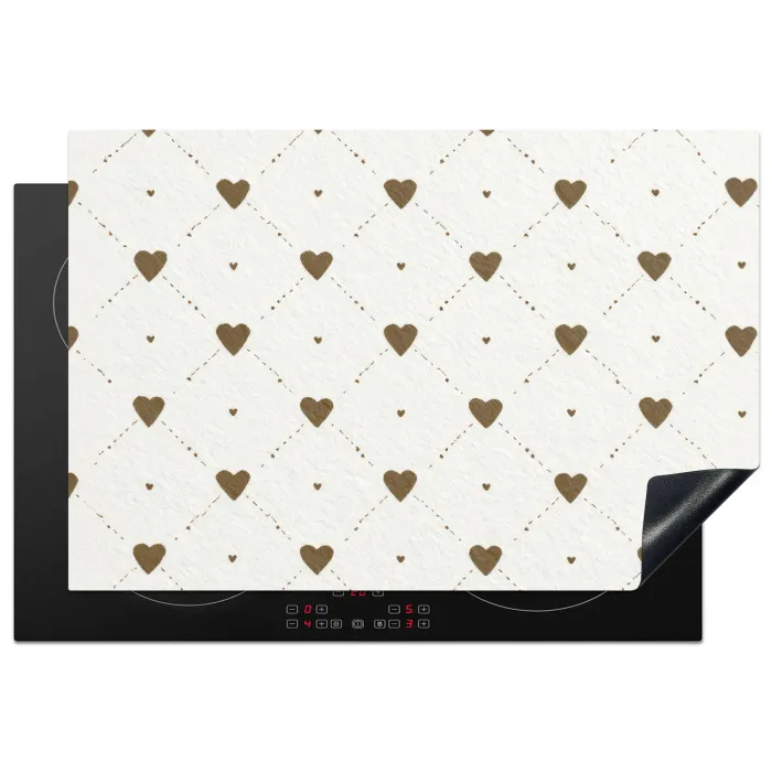 Hartjes - Patroon - Raster - Klassiek Inductie beschermer vinyl 3mm klein -3d
