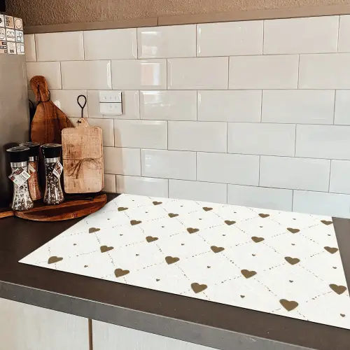 Hartjes - Patroon - Raster - Klassiek Inductie beschermer vinyl 3mm klein -sfeer3