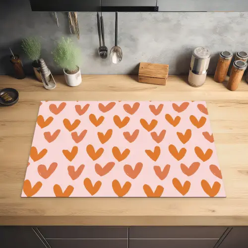 Hartjes - Getekend - Oranje Inductie beschermer vinyl 3mm klein 276 -sfeer5