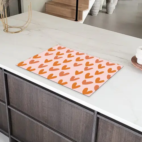 Hartjes - Getekend - Oranje Inductie beschermer vinyl 3mm klein 276 -sfeer8