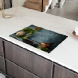 Kruiden - Specerijen - Pan - Mes - Grijs - Rustiek Inductie beschermer vinyl 3mm klein -sfeer8
