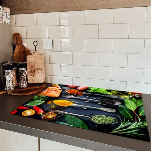 Kruiden - Lepels - Keuken - Specerijen Inductie beschermer vinyl 3mm middel -sfeer3